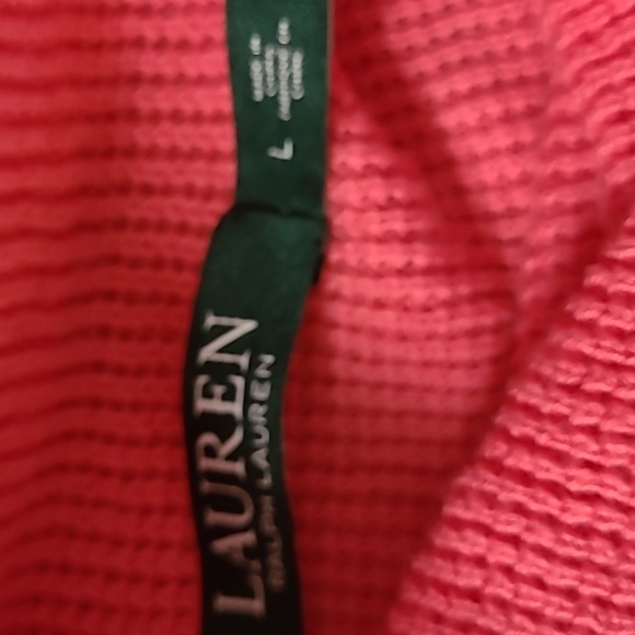 Lauren Ralph Lauren Pink Waffle Cowl Neck Sweater Size L - Picture 8 of 8